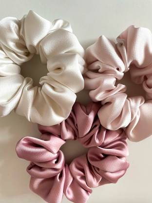 hummanbird Pastel Satin Scrunchies Hair Ties for Women / Girls Set of 5 Rubber Band