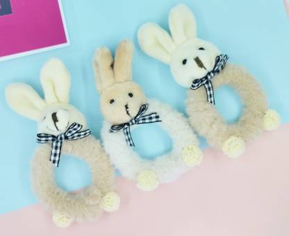 Balasundri Rabbit Fur HairTies 3PC Cute Scrunchies Elastic Headwear Ponytail Holder Cartoon Rubber Band