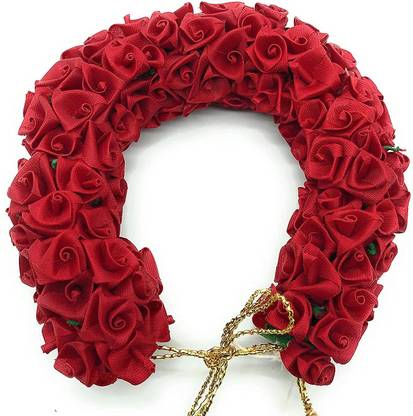 DVIVI Artificial Red Rose Flower Hair Gajra, Garland Juda Decoration Phool Hair Accessory Set