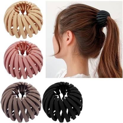 OLLIVOO 4 Pc Magic Hair Clip, Lazy Bird's Nest Plate Hairpin, Hair Bun Bun Clip