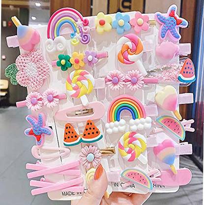 Kotttykotty 14 Pcs Multi Unicorn Ice Cream Cartoon Hair Clips Set Baby Hairpin Hair Clip