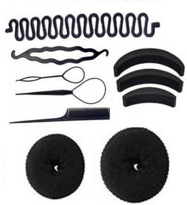 UZC 10pc Hair Styling Tools, Hair Juda Maker, Donuts Rings, Banana Puff Maker Hair Accessory Set
