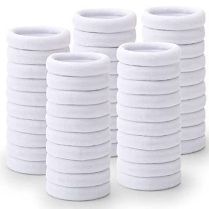ourbreeding White Elastic Hair Bands Thick and Curly Hair Ponytail Holder for Women(100) Rubber Band