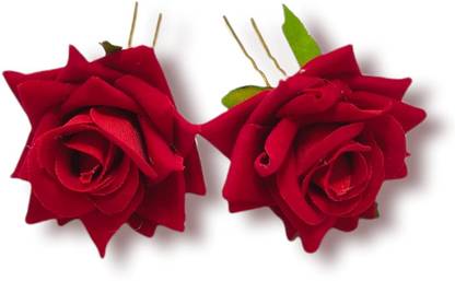 Kaima Rose Flower Bun Pin Hair Juda Pins Hair Clips (Pack of 2) Bun Clip