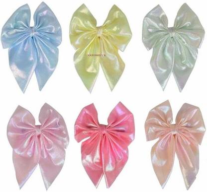 MANODHRUVA 6pcs Shiny Bow Alligator Hair Clip for Girls and Women Hair Clip