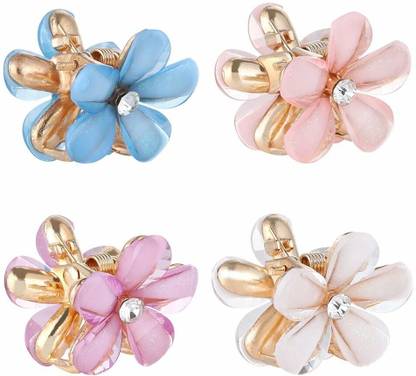 ASG 4 Pcs Rhinestone Mini Flower Decor Crystal Hair Decorations Claw Clips Hair Claw