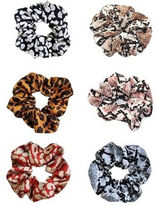 FRESHION STORE Print Hair Scrunchies Cheetah Scrunchie Leopard Hair Ties Chiffon Rubber Band