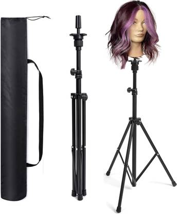 Views Wig Stand Tripod Wig Head Stand Adjustable Mannequin Head Stand for Canvas Hair Accessory Set