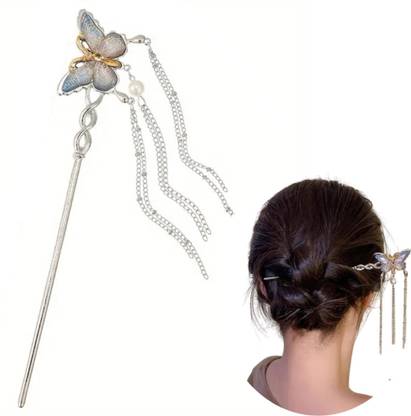 HONEY ACCESSORIES 1PCS Butterflies Shape Elegant Hair Chopstick Headdress Hair Accessories Bun Stick