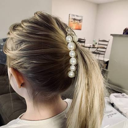 Conjoin White Pearl Banana Hair clips/pins Pearl Hair Accessory set for girls Banana Clip