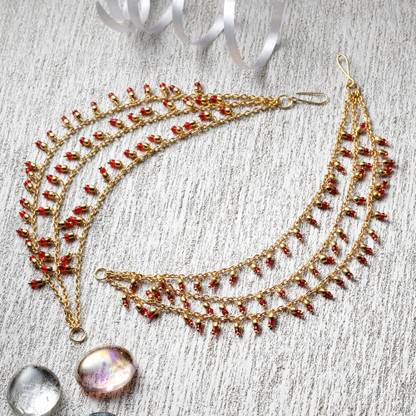 MD KARAT ART M.D KARAT ART Traditional 22K GoldPlated Kundan hair chain for women Hair Chain