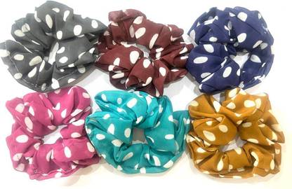 DEEGLO Elegant Soft Shiny Polka Dots Chiffon Scrunchies Ponytail Holders Rubber Band
