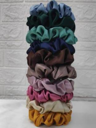 TIVRA Premium Silk Scrunchies (Combo of 10) Rubber Band