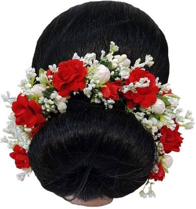 SAMYAK Handmade Floral Gajra Veni Wedding Bridal Hair Jewellery Bun Juda Hair Accessory Set