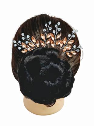 Hitanshijewel Brown leaf glass stones crystal hair/juda pin,sticks hair accessories Bun Stick
