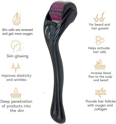 DARMA Marks 0.5mm Derma Roller Beard Activator & Hair Regrowth Micro Needling (1 ml) Hair Accessory Set