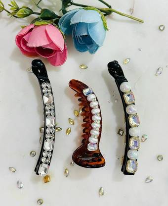 DEEPTI CHANDNA DESIGNS Exclusive & Elegant Handcrafted Banana Clip & shell Mirchi Claw Clip for Girls Banana Clip