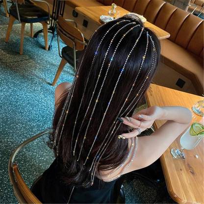 cinex Hair Band Barrette All-match Shiny Hairpins Long Chain 1 Pies Hair Chain