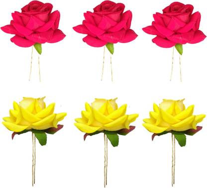 MX WOMEN HAIR STYLE Artificial Roses U-Shape Pins with Colored Roses Hair Styling Accessory Hair Pin Hair Pin