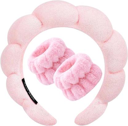 KDG TREADS Spa Headband Wristband for Women Face Wash Headband and Wristband Set Head Band