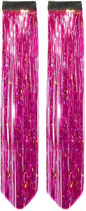 VIVIAN 2pc Glitter Hair Streak/Hair Extensions For Women (MAGENTA) Braid Extension