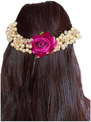 Sheny Women Beautiful Hair Gajra Garland Handmade Floral Wedding Bridal Hair Accessory Set