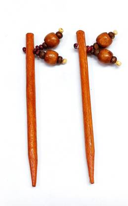 Yeahmom Classic Ghungroo Design Wooden Handmade Hair Stick/Juda Pin for Girl Bun Stick Bun Stick