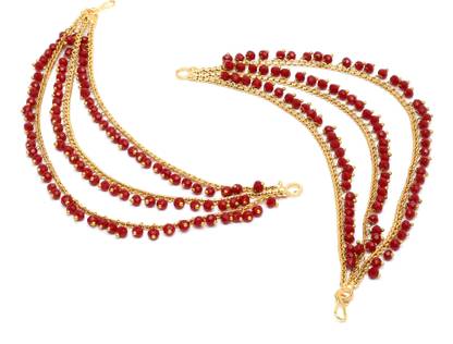MD KARAT ART M.D KARAT ART Traditional 22K GoldPlated Kundan hair chain for women Hair Chain