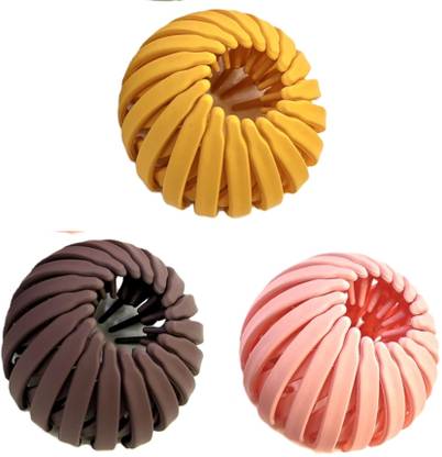 Fezzalo 3 Pcs Premium Matt Finishing Bird Nest Hair Clip/ Expandable Hair Bun Clip Maker Bun Clip