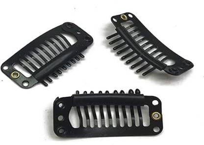 El Cabell 6 Pieces of Metal Black U-shaped comb Clip to Attach Wig, Patch, And Hair Fringe Hair Clip
