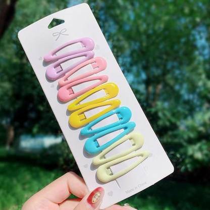 ASG 10 Pcs Snap Matte Finish Metal Tic Tac Hair Clips, No Slip Cute Candy Color Tic Tac Clip