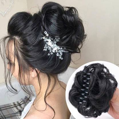 Blushia Claw Clip In  Bun Messy Curly Clip In Claw  pieces Natural Wavy Hair Extension