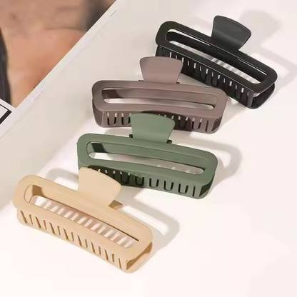 ZELVA 4 Pcs Hair Claw Clips Strong Hold Rectangle Matte Hair Claw Hair Claw