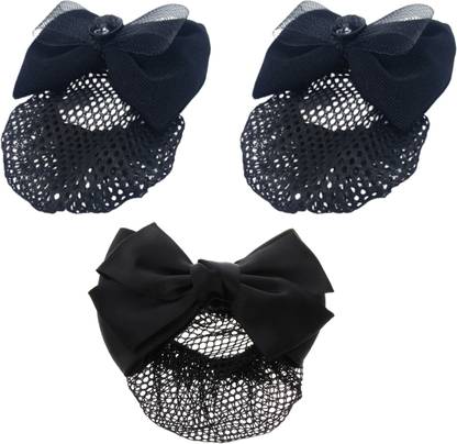 Q8 Twinkle Women Bow Juda Net Barrette Hair Clip With Hair bun Cover net|Hair Bun|Set Of 3 Bun Clip