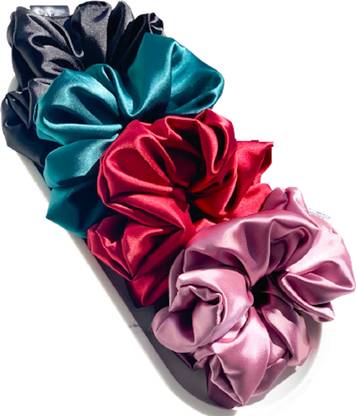 hummanbird Multicolour Hair Tie Scrunchies Soft Hair Rubber Bands Pack of 4 Rubber Band