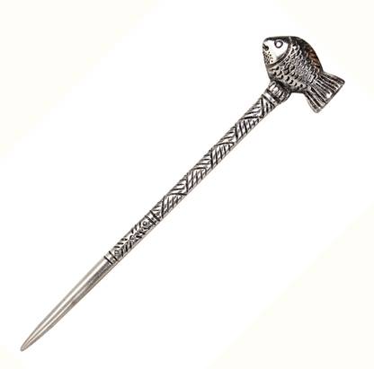 LURIYAA'S Handicrafted Oxidized Fish Metal Bun Hair Stick Bun Stick