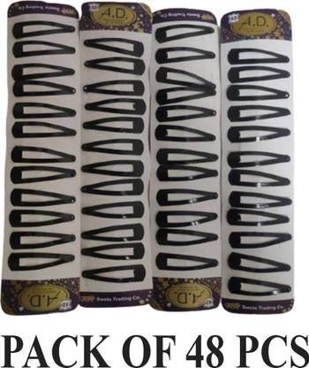 mamatha Tik Tok Strong Metal Black & Dark Shade hair Pin Clips (Pack Of 48) Hair Clip