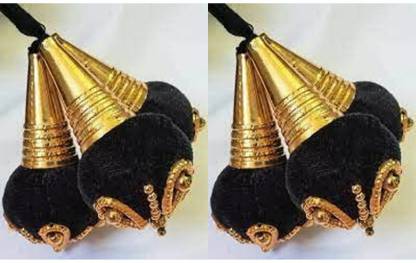 SY Products Black Velvet Bharatanatyam Savaram Kunjalam Sungu (Jada Kupullu) pack of 2 Braid Extension