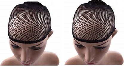 Paradise Flexible Breathable Free-size Hair Mesh Net Cap for Wig Black (2 pcs) Rubber Band
