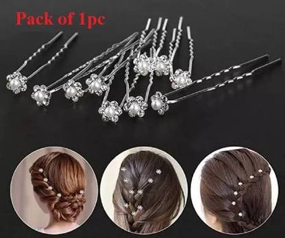 MANODHRUVA 12 pc Pearl Juda Pins Bun Clip