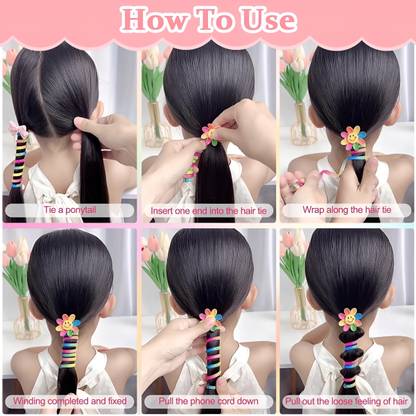 house of common MEHAK CREATION Random Character Telephone Wire Spiral Hair Rubber Band Rubber Band