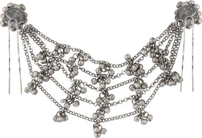 Teejh Aamna Ghungroo Silver Oxidised Bun Stick Bun Stick