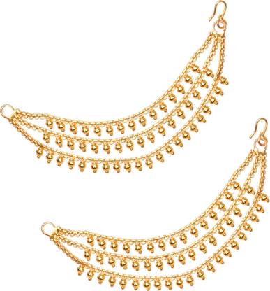 Oasistore Hair chain/Ear chain(Kan chain),Golden Colour, 3 Layer,Pair(2 pcs),Universal fit Hair Chain