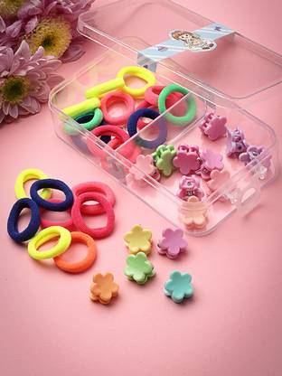 stol'n 15 Pcs Clutchers & 20 Pcs Rubber Bands Set - Multicolour Hair Accessory Set