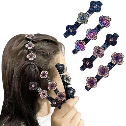 Blubby 4 Pcs Hair Braid Accessories Crystal Stone Hairpins Hair Pin