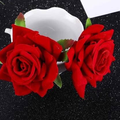 asfly Rose Flower Juda Pin Artificial Red Rose Flower Hair Clip Hair Pin
