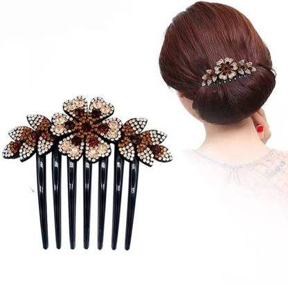 Blubby Flower Hair Comb Pins Slide Hair Clips for Girls Bun Clip