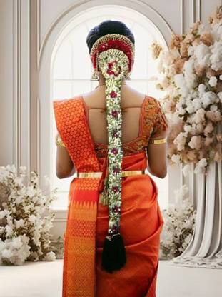 glowtesto Traditional South Indian Jada Braid Choti for Women Hair Accessory Set