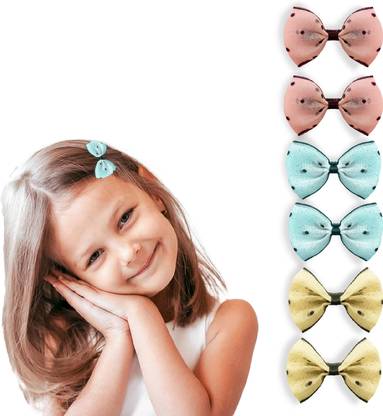 Lykaa Sequence Design Glitter Butterfly Shape Hair Tic Tac Clips & Bows - (Pack of 6) Tic Tac Clip