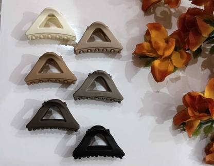 house of common TWINAURA claw clip Set, Matte Finish, 4 Pieces, Neutral Colours triangle shaped Hair Claw